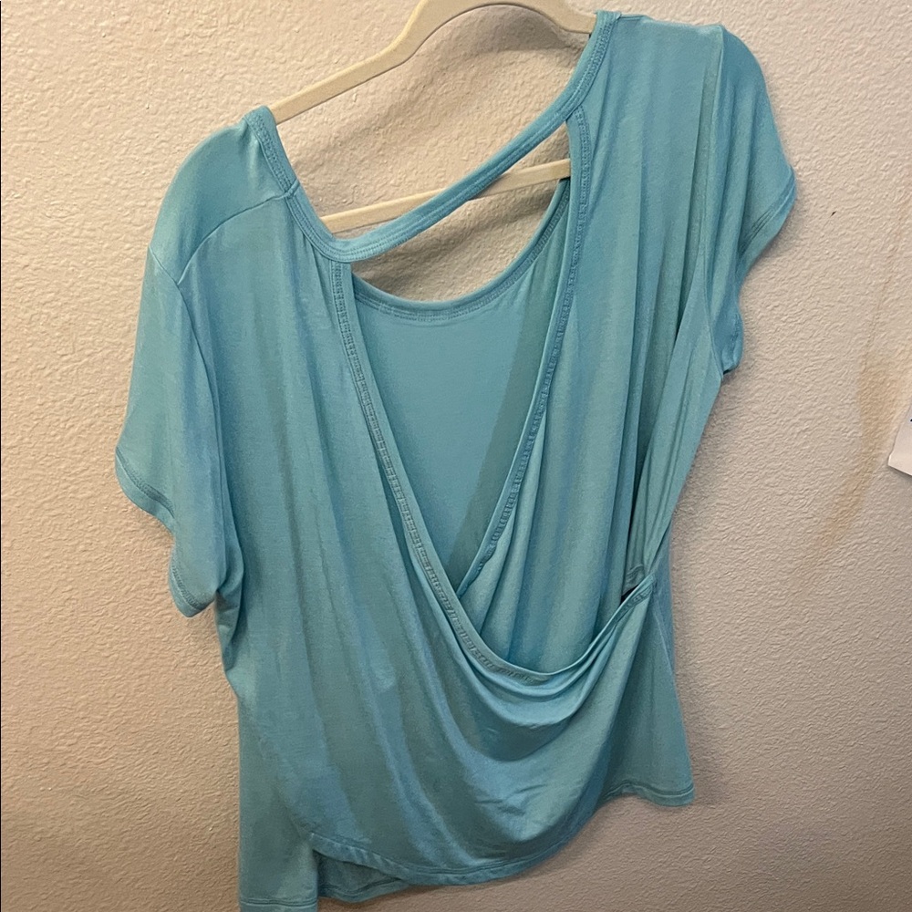 Champion Women's Aqua Short Sleeve Drape Top